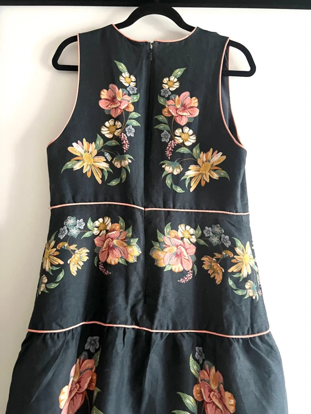 FARM Rio Maira Floral Dark Blue Linen Midi Dress Size Large NWT - Picture 12 of 16